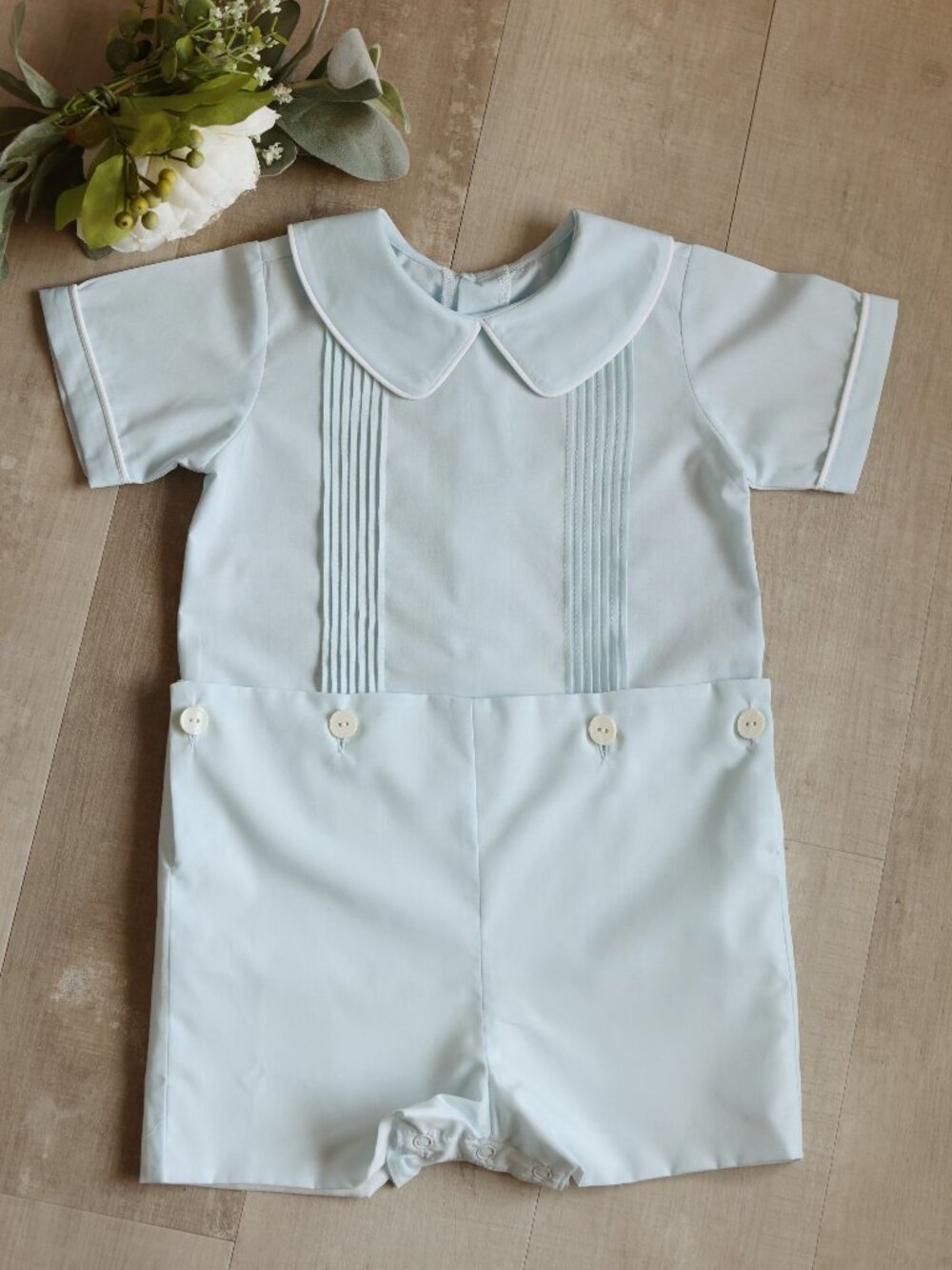 Heirloom Blue Bobby Suit Pintucks Ring Bearer Special Occasion Portrait Size 4